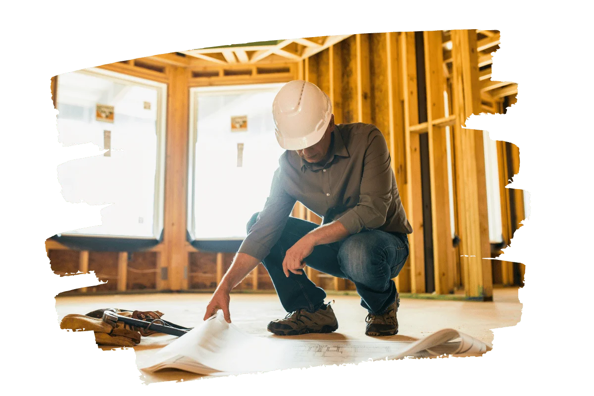 remodelers studying the plan